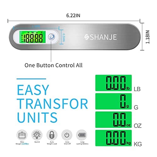 SHANJE Luggage Weight Scale for Suitcases 110 Lbs 50kg White — view 4