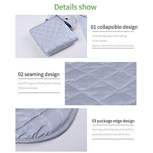 Kaxich Foldable Magnetic Ironing Mat Washer Dryer Heat-resistant Ironing Pad Blanket Thick Portable Ironing Board Cover for Table, Travel and Flat Surface 85 x 48cm Grey — view 4