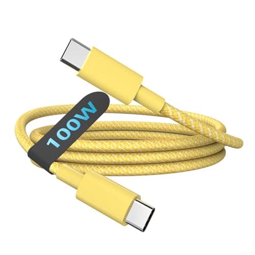 USB C to USB C Cable, 1M 100W Nylon Braided Charger for iPhone 16/16 Plus/16 Pro Max/15/15 Plus/15 Pro Max, MacBook Pro, iPad Pro Air, Samsung S24/S24 Ultra/S23 USBC-Yellow
