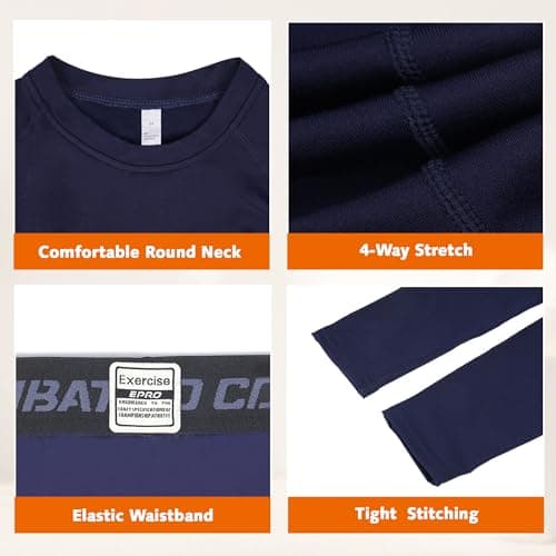 Kids Base Layer Boys Football Skins Thermal Long Sleeve Top Leggings Sport — view 3