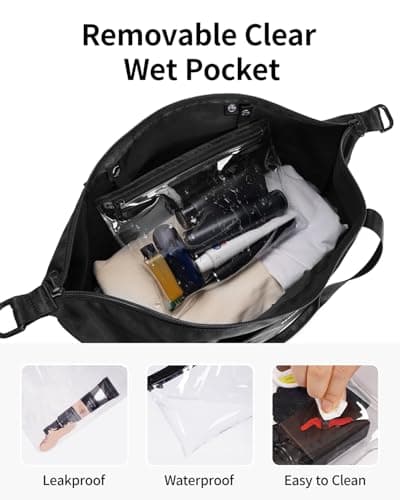 ECOHUB for Ryanair Cabin Bags 40x30x20, Expandable Underseat Hand Luggage Bag, Foldable Carry On Bag with Removable Wet Pocket, Water-Resistant Overnight Hospital Weekend Bag for Women (Black) — view 6