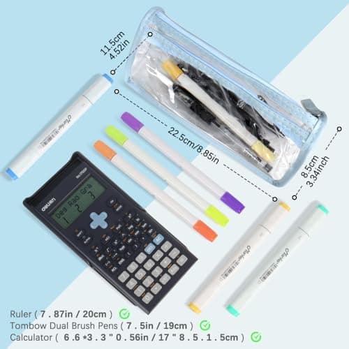 hoinya Clear Pencil Case, See Through Pencil Case for Exams, Waterproof PVC Zip Pencil Pouch with Large Capacity | Versatile Storage for Stationery, Toiletries, Makeup, Travel & Office Supplies — view 2
