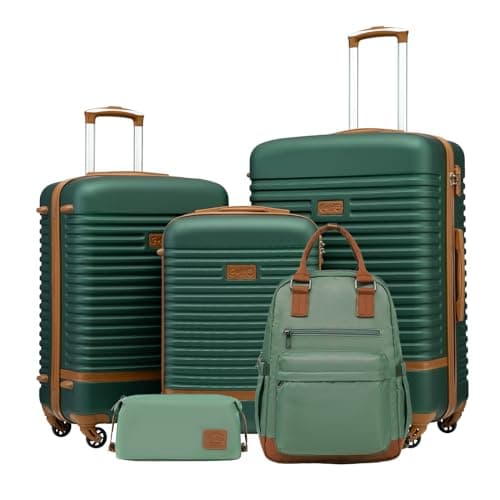 COOLIFE Suitcase Set, 5 Piece Luggage Sets with Travel Backpack & Wash Bag