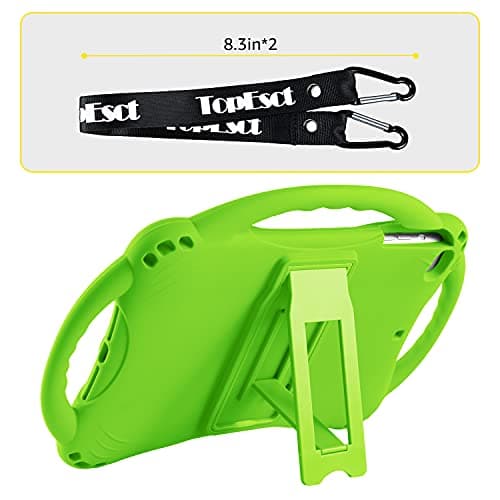 TopEsct Kids Case for 7.9 inch iPad Mini 5th/4th/3rd/2nd/1st Gen (Old Model) Silicone Shockproof Protective Cover with Built-in Handle Stand and Strap (Green) — view 6