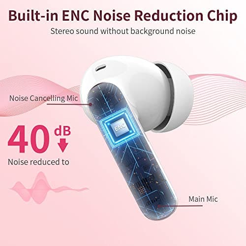 Wireless Earbuds,Bluetooth 5.4 Headphones In Ear with 4 ENC Noise Cancelling Mic,LED Display 2026 Bluetooth Earbuds Mini Deep Bass Stereo Sound,36H Playtime,Wireless Earphones IP7 Waterproof,Rose Gold — view 4