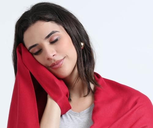 RUGOES Luxury Travel Shawl – Lightweight Soft Wrap for Flights, Trains & Commutes, Versatile Blanket Scarf for Travel & Daily Use (Burgundy) — view 2