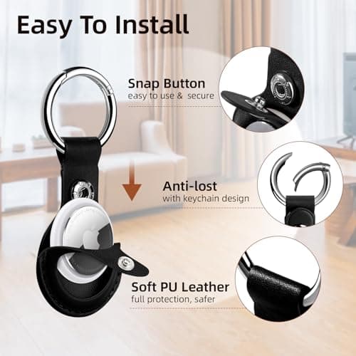 LETREEN Airtag Case, 4 Pack PU Leather Airtag Holder with Key Ring — view 2