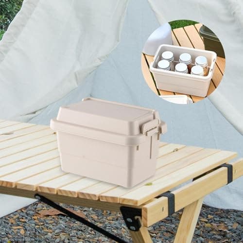 AMSLSIU Waterproof Outdoor Storage Box Camping Travel Hiking Barbecue BBQ Car Trunk Organizer, Beige, Medium — view 5