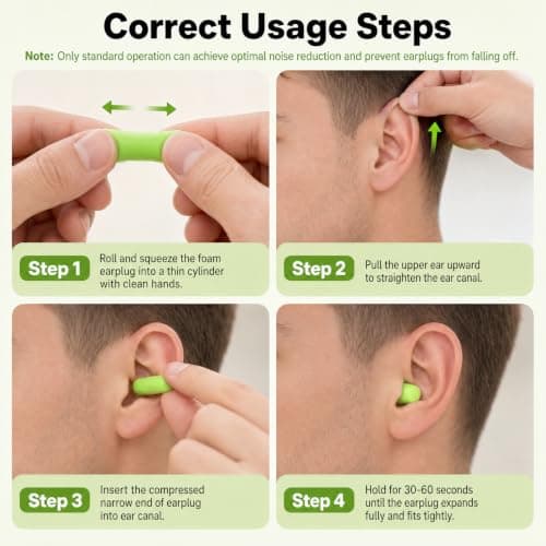 Boyfield Ultra Soft Foam Earplugs 60 Pairs Ear Plugs for Sleep (Green) — view 4