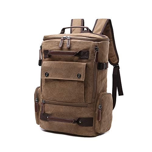 Canvas Backpack, Casual Backpack Unisex Vintage Canvas Rucksack Hiking Backpack Travel Bag Laptop Backpack School Bag Student Bag Satchel Trekking Backpack Camping Bag Coffee