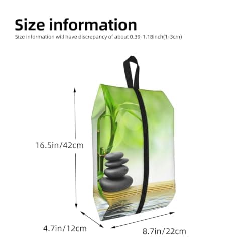 Stone Bamboo Print Waterproof Shoe Bag Travel Bag with Carry Strap Storage Bag Versatile Cosmetic Bag-2pcs — view 3