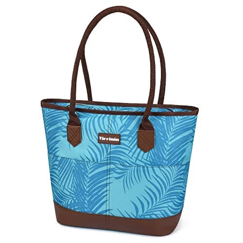 Kato Tirrinia Insulated Lunch Bags for Women, Fashionable Picnic Tote Bag, Leakproof Cooler Bag for Work School Picnic Camping Beach, Blue Leaf