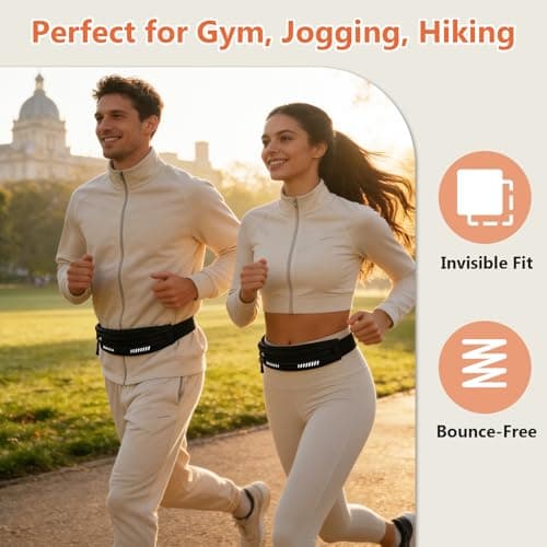 XJUNEYI Running Belt, Invisible Fitness Bum Bag with Reflective, Waterproof Phone Pouch for 7", Bounce-Free Fit Waist Pack for Gym, Jogging, Hiking, Cycling, Ultra-Light Sports Waist Bag for Men Women — view 5