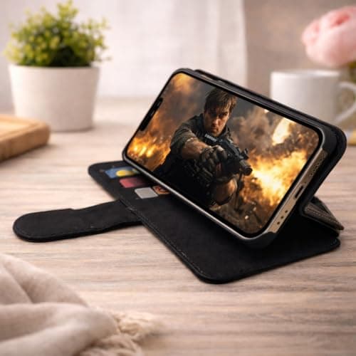 Motorbike Rider Wallet Phone Case Flip Cover Compatible with iPhone SE X XR 11 12 13 14 15 16 16E 17 Air Plus Mini Pro Max – Faux Leather Bold Motorcycle Print, Biker Gift for Men & Women Black — view 5