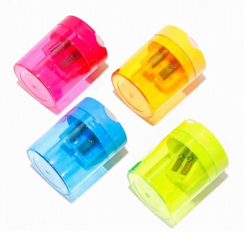 Lightweight Portable Pencil Sharpener 4 Pack with Lid Dual Hole — view 6