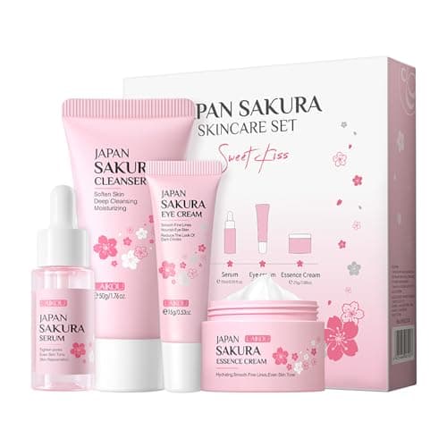 LAIKOU Sakura Skincare Set, 4Pcs TSA-friendly Size Skin Care Sets & Kits