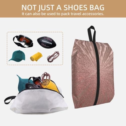 Rose Gold Pink Print Waterproof Shoe Bag Travel Bag with Carry Strap Storage Bag Versatile Cosmetic Bag-2pcs — view 5
