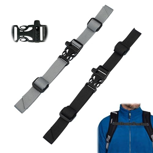 Azwood Adjustable Backpack Chest Strap, 2 Pair Non-Slip Chest Belts with Quick Release Hiking All-Purpose Webbing Nylon with Buckle - Backpack Sternum Straps for Travel Climbing School Bag School Bag