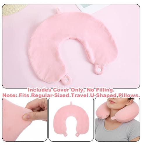 Bremorou Neck Pillow Covers with Zipper, Pillow Covers, U Shaped Neck Pillows Cover, Soft And Smooth Necks Case, Washable Travel Pillows Case, Airplane Replacement Cover, No Filler(Pink) — view 4
