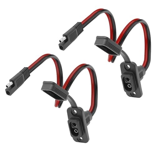 MEIRIYFA SAE Quick Connector Harness Adapter Male Plug to Female Socket Cable, 12AWG SAE Extension Cord Power Sidewall Port Weatherproof for Solar Generator Battery Charger (2Pack, 0.3M)