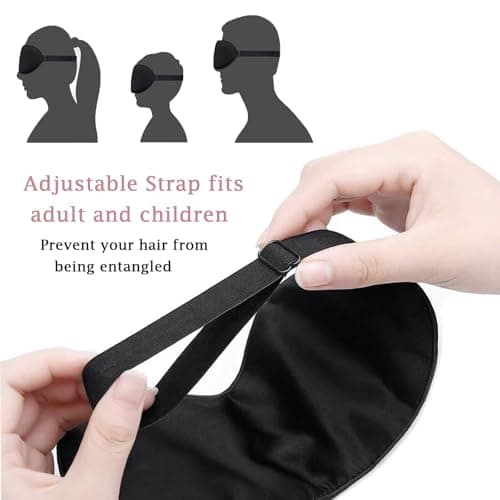 2 Pack Sleep Mask,Silk-Like Eye Mask with Adjustable Strap, Soft Eye Eye Sleep Shade Cover, 100% Light-Blackout Design Reduces Puffy Eyes, Sleeping Aid Blindfold for Night, Travel, Nap (Black*Black) — view 3