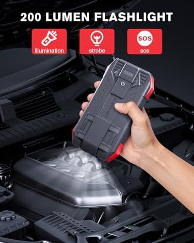Povasee Jump Starter Power Pack, 6000A Car Battery Booster Jump Starter Power Bank (up to 10L Petrol/8L Diesel), 12V Jump Pack Car Starter with Jump Leads, Emergency LED and 2 USB Ports — view 5