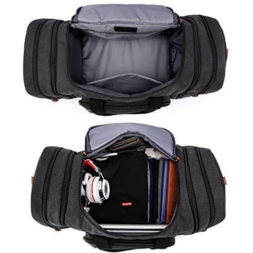 Travel Duffel Bag for Men Women, 40L Foldable Weekend Overnight Bag with Shoe Compartment & Shoulder Strap, Large Sport Gym Duffel Bag Hospital Holdall, Black — view 2