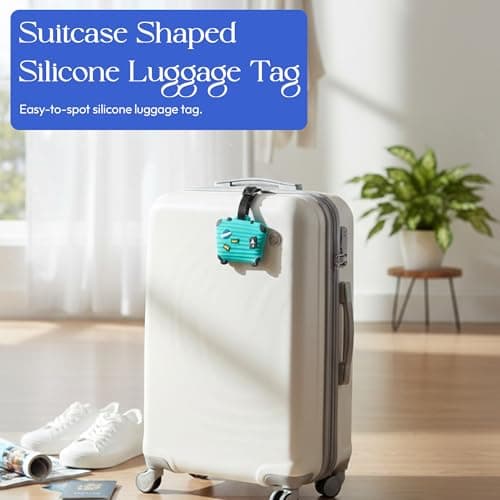 Suitcase Shaped Silicone Luggage Tag Set of 4 – Hidden ID Card Insert, Flexible Travel Bag Identifiers – Strong Straps for Suitcases, Backpacks, Cabin Bags, Flights, Holidays and School Trips — view 2