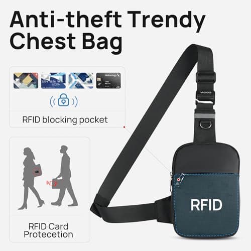 BROADREAM Small Sling Bag Cross Body Chest Shoulder Bag for Men Women - FRID Blocking Pocket and Adjustable Straps Crossbody Bag, Water Resistant Bum Bags for Runner Workout Hiking Cycling Travelling — view 3