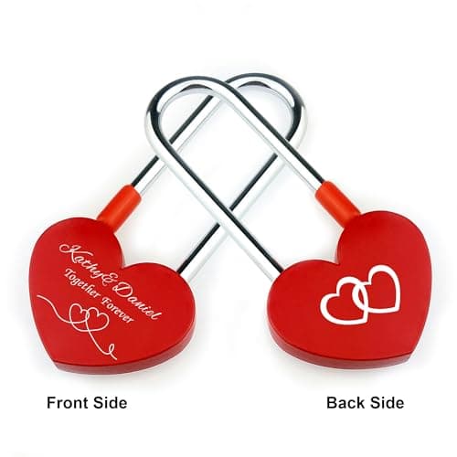 Personalised Padlock Engraved Lock Personalised Padlock for Bridge Love Locks Padlocks for Her Him Girls Couples Lover Custom Gifts for Valentine Day Anniversary Wedding Trip Travel (Design 2) — view 3