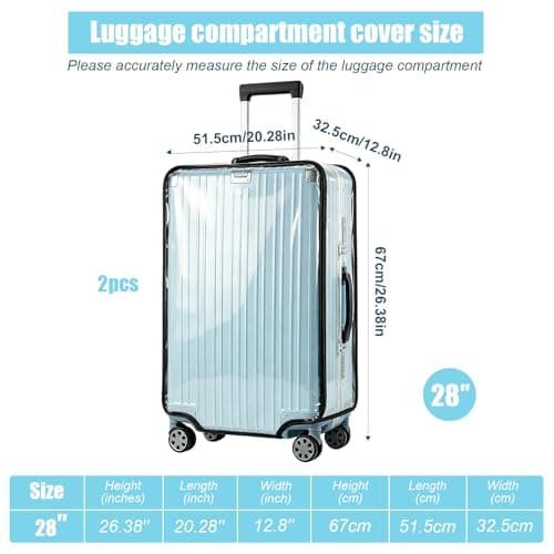 Rzspher 2 PCS Clear PVC Suitcase Cover, 28 in Waterproof Luggage Cover — view 2