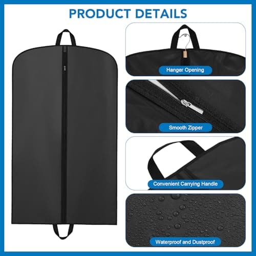 3Pcs Suit Bag, PEVA Suit Carriers for Men with Handles, Travel Garment Bags — view 6