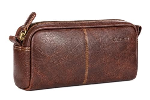 Calfnero Genuine Leather Toiletry Bag for Men & Women | Premium Leather Travel-Pouch | Toiletry Organizer | Cosmetic & Shaving Kit Bag | Unisex Travel Dopp Kit — view 3