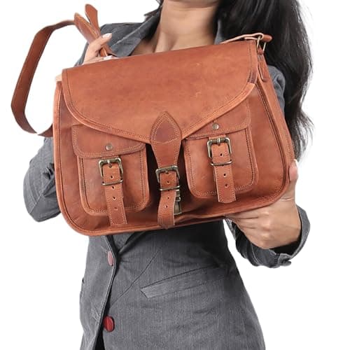 KPL 14 Inch Leather Purse Women Shoulder Bag Crossbody Satchel Ladies Tote Travel Purse Genuine Leather (Tan Brown) — view 2