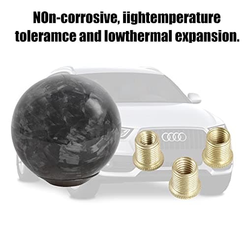 muge racing Universal Gear Shift Knob, Forged Carbon Fiber Ball Type Stick Shifter with 3 Adapters,Black — view 3