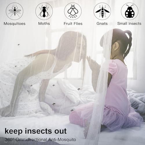 mizikuu Mosquito Net, 200 x 220 x 210CM Portable Mosquito Netting Large for Bed Mosquito net for Double Bed Ideal for Home, Traveling, Camping - White — view 3