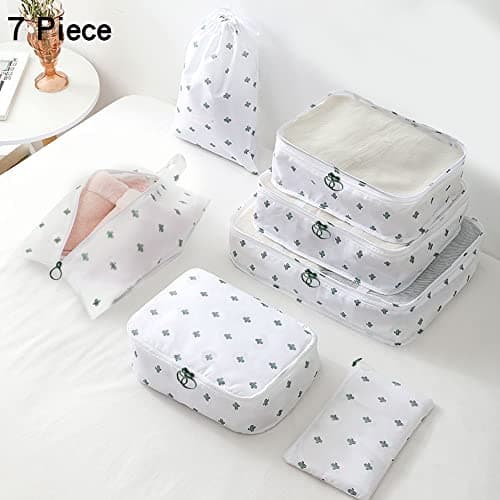 12Pcs Packing Travel Cubes for Suitcase Luggage Organizers with 5 Drawstring Bags,Suitcase Organiser Bag with Waterproof Shoe Storage Bag Compression Pouches White — view 4