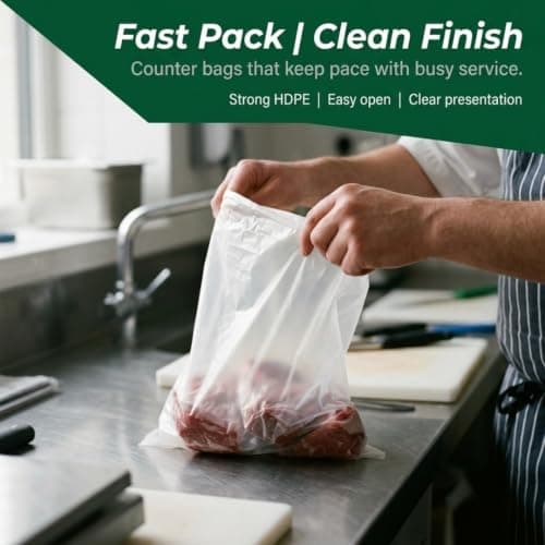 Venuscello® 1000 x Hi-Thene White HDPE Counter Polythene Butcher Bags 8 x 10 Inch Food Grade for Meat Fruit Vegetables Freezer Storage — view 2