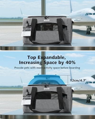 pecute Cat Carrier Top Expandable, Airline Approved Cat Carrier, Grey — view 4