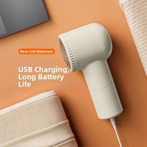 Rechargeable Fabric Shaver for Clothes, Efficient Lint Remover with Stainless Steel Blades, Portable Fuzz Ball Trimmer for Home Care and Travel(Cream Apricot) — view 3