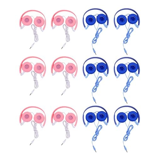 VELATEMOR 12 Pack Wired Headphones for Classroom, 3.5mm Stereo Headset with Adjustable Headband for Kids Adults, Over Ear Student Headphones for School Library Travel