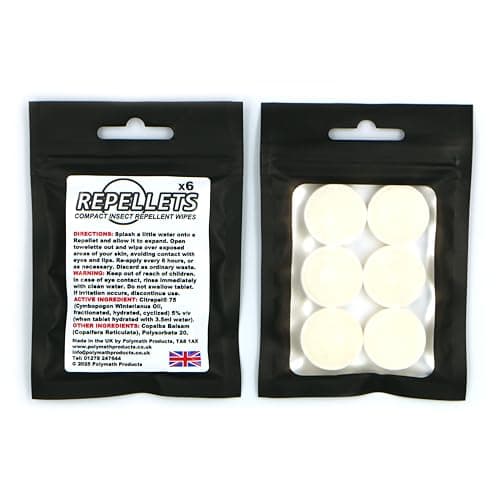 Repellets – Compact insect repellent wipes ideal for travel & everyday carry. Repels mosquitoes, ticks & biting flies. With Citrepel® & rainforest botanicals. DEET-free formula. 2 packs of 6. UK-made.