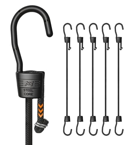 5 Pack 100cm (39 Inch) Adjustable Bungee Cords with Hooks – Heavy Duty Elastic Shock Cord Straps for Luggage, Roof Racks, Bike Racks, Camping, Car Roof, Tie Downs & Garage