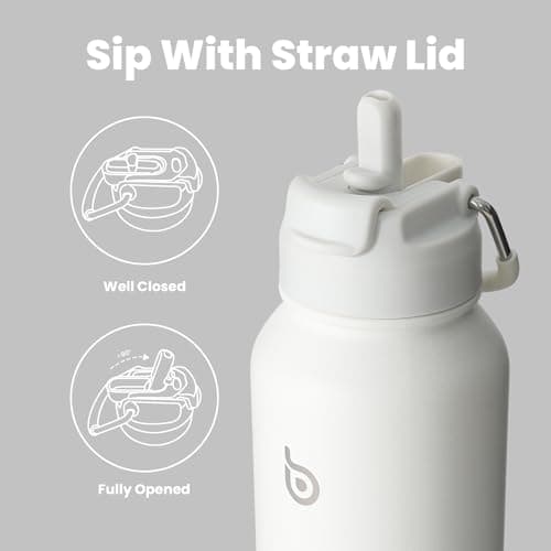 BOTTLE BOTTLE Insulated Water Bottle with Straw 1180ml(40oz) Sports Stainless Steel Water Bottles with Handle Lid Outdoors Drink Flask for Pills (white) — view 3