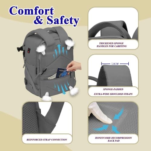 ZHXX for Ryanair Cabin Bags 40x30x20 Underseat Carry-ons, Water-Resistant Travel Backpack Cabin Size, Hand Luggage Bag for Airplane with Anti-Theft Pocket — view 6