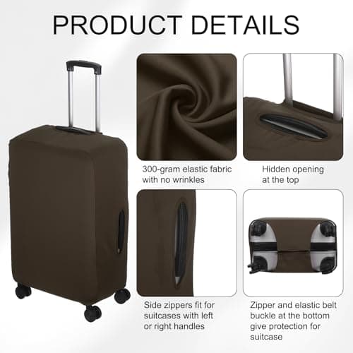 sourcing map Travel Luggage Cover, Washable Suitcase Covers for Luggage Anti-scratch Suitcase Protector Elastic Baggage Protective, Fits 18-21 Inch Suit Case, Dark Brown — view 3