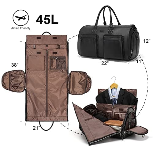 Modoker Convertible PU Leather Garment Bag, Carry-On Travel Duffel — view 2