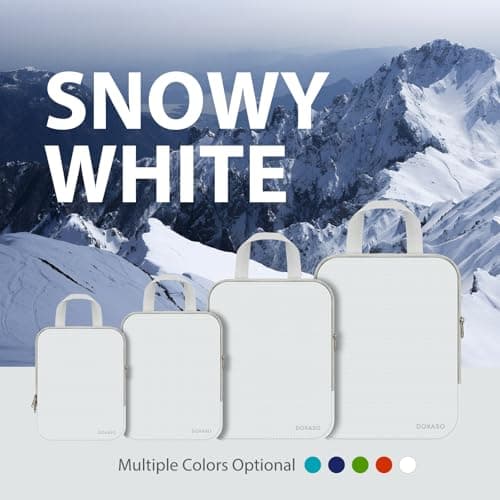 Doxaso Compression Packing Cubes Ultralight Expandable Suitcase Organiser Bags Water Repellent Travel Organiser for Backpack 4 PCS (A-White-4 Pcs, 4 PCS) — view 2
