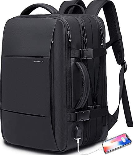 BANGE Travel Backpack,Flight Approved Carry On Backpack for Travel Bag, Water Resistant Durable 17-inch Laptop Backpacks,Large Business Weekender Luggage Backpack for Men women (blackL(with3cubes))