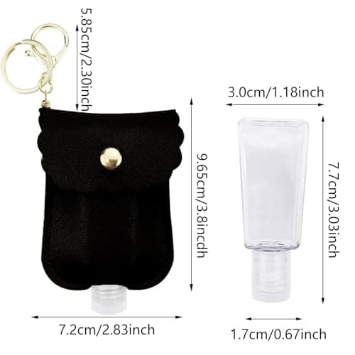 Qusmeiyici 4 PCS Mini Travel Empty Hand Sanitiser Bottles with PU Leather Keychain,Portable Plastic Travel Bottles Leakproof Squeeze Bottles with Flip Cap for Outdoor/School/Work/Travel — view 2